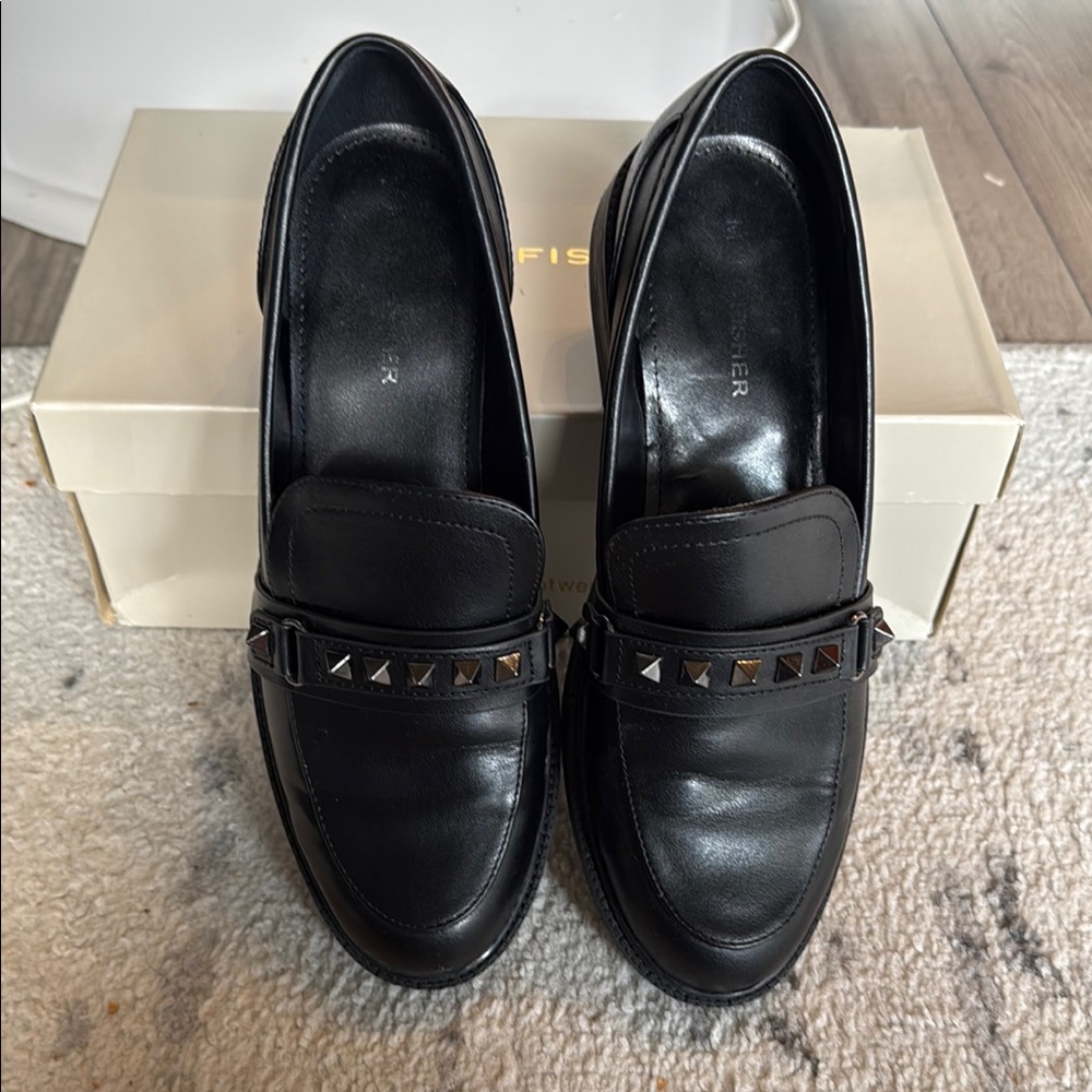 Marc Fisher Black Loafers with Studded Detail